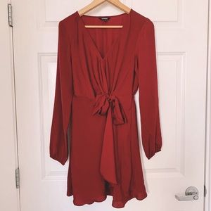 Silky Red Wrap Dress